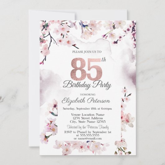 Invitation Cherry Blossom 85e anniversaire (Devant)