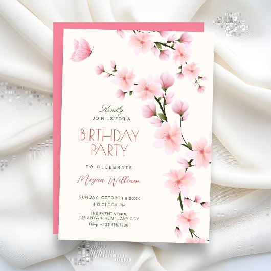 Invitation Cherry blossom birthday