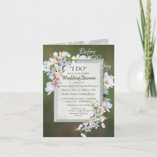 Invitation Cherry Blossom Bouquet Couple Douche (Devant)