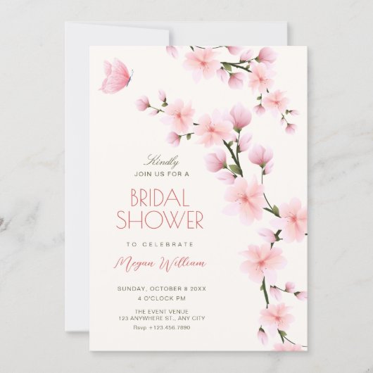Invitation Cherry blossom bridal shower (Devant)