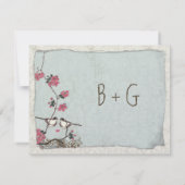 Invitation Cherry Blossom Chickadee Damask Enregistrer la dat (Dos)