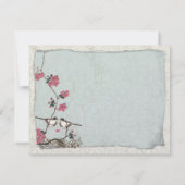 Invitation Cherry Blossom Chickadee Damask Enregistrer la dat (Dos)