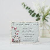 Invitation Cherry Blossom Chickadee Damask Enregistrer la dat (Debout devant)