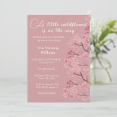 Invitation Cherry Blossom Dusty Rose Baby shower fille (Debout devant)