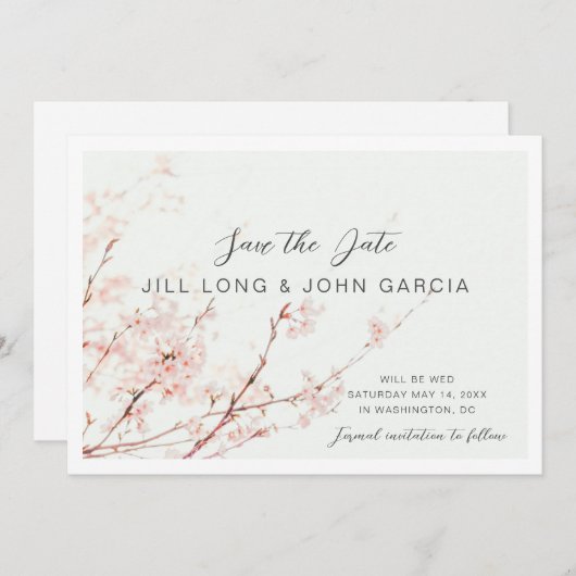 Invitation Cherry Blossom Enregistrer la date (Devant / Derrière)