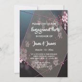 Invitation Cherry Blossom Fiançailles floral géométrique (Devant)