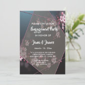 Invitation Cherry Blossom Fiançailles floral géométrique (Debout devant)