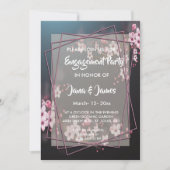 Invitation Cherry Blossom Fiançailles floral géométrique (Devant)