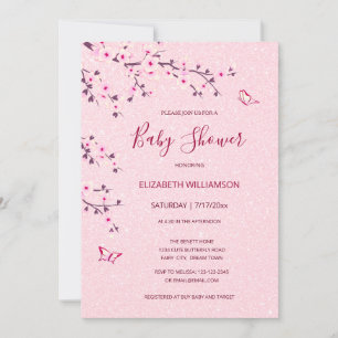 Invitation Cherry Blossom Girl Baby Shower 