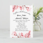 Invitation Cherry Blossom Japonais Sakura Mariage rose (Debout devant)