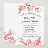 Invitation Cherry Blossom Japonais Sakura Mariage rose (Devant / Derrière)