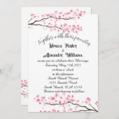 Invitation Cherry Blossom Japonais Sakura Mariage rose (Devant / Derrière)