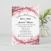 Invitation Cherry Blossom Japonais Sakura Mariage rose Invita (Debout devant)