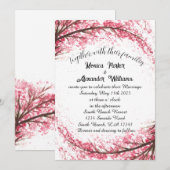 Invitation Cherry Blossom Japonais Sakura Mariage rose Invita (Devant / Derrière)