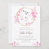 Invitation Cherry Blossom Koi Fish QR Code All In One Wedding (Devant)