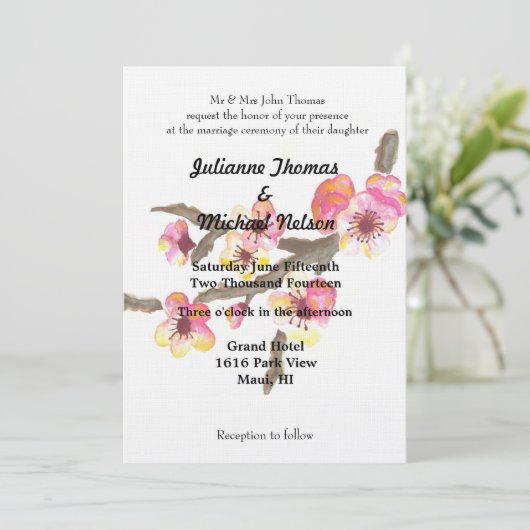 Invitation Cherry Blossom Mariage (Debout devant)
