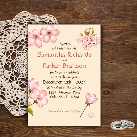Invitation Cherry Blossom Mariage