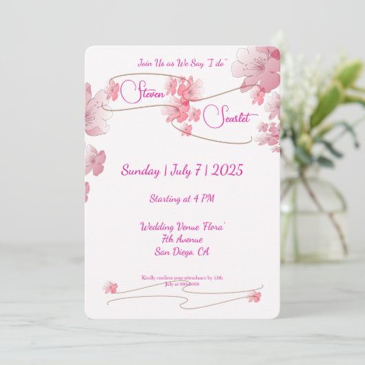 Invitation Cherry Blossom Mariage (Debout devant)