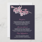 Invitation Cherry Blossom Rose Marine Informations Mariage In (Devant)