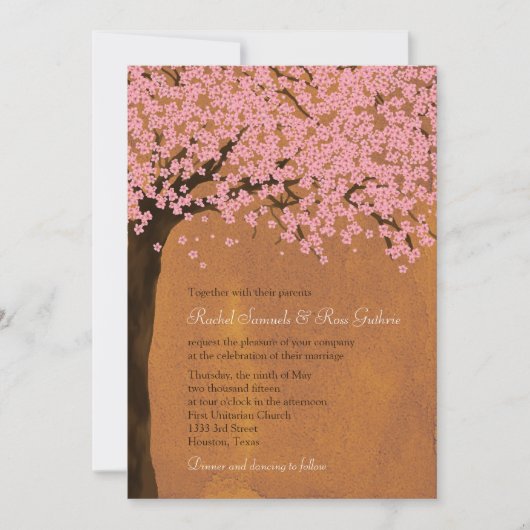 Invitation Cherry Blossom Sakura (coucher du soleil) Mariage  (Devant)