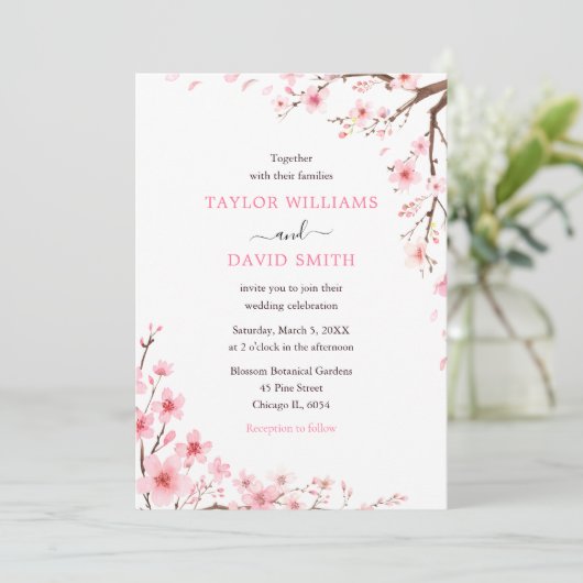 Invitation Cherry Blossom Spring Wedding (Debout devant)