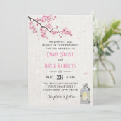 Invitation Cherry Blossom Vintage lanterne Mariage (Debout devant)