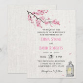 Invitation Cherry Blossom Vintage lanterne Mariage (Devant / Derrière)
