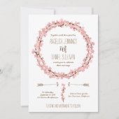Invitation Cherry Blossom Wreath Boho Mariage rustique (Devant)
