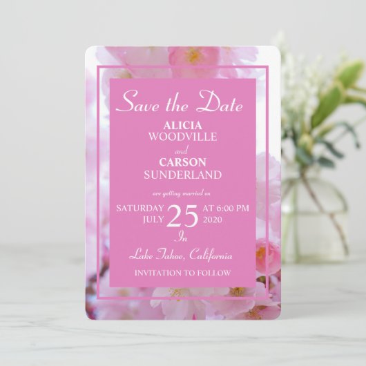 Invitation Cherry Blossoms Enregistrer la date (Debout devant)