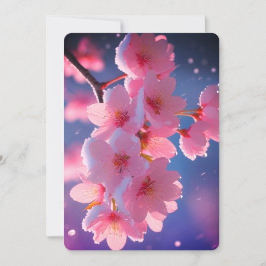 Invitation Cherry Blossoms in Snow Save the Date Card - Winte (Devant)