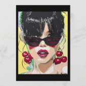 Invitation ‘Cherry Bombshell’ Painting on a Small-Scale Print (Devant)