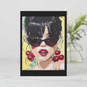 Invitation ‘Cherry Bombshell’ Painting on a Small-Scale Print (Debout devant)