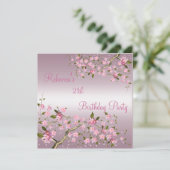 Invitation Cherry Bossom 21e Soirée Anniversaire Elégante Ros (Debout devant)