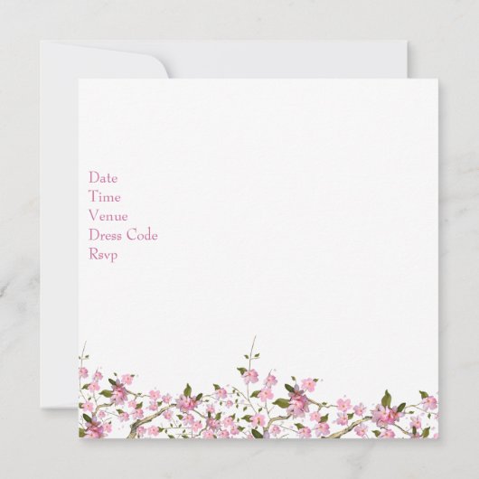 Invitation Cherry Bossom 21e Soirée d'Anniversaire Blanc (Dos)