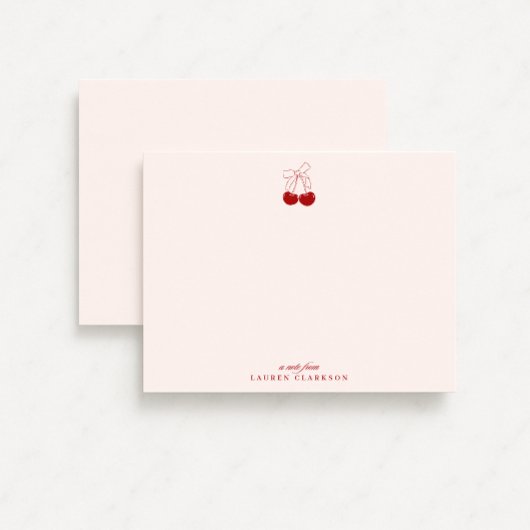 Invitation Cherry Bow Note Valentines Card