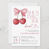 Invitation Cherry Bow She's Tying the Knot Fête des mariées (Devant)