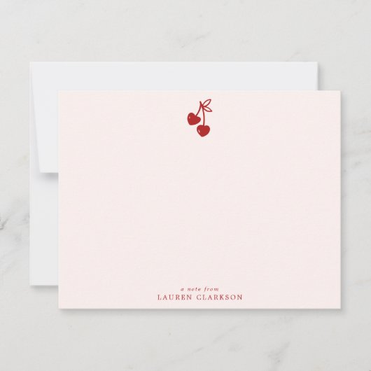 Invitation Cherry Bow Valentine’s Day Note Card (Devant)
