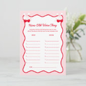 Invitation Cherry Bridal Shower How Old Were They Game Card (Debout devant)