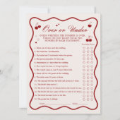Invitation Cherry Bridal Shower Over or Under Game Card (Devant)