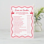 Invitation Cherry Bridal Shower Over or Under Game Card (Debout devant)