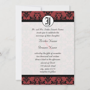 Invitation Cherry Cobbler Damask Photo Wedding Invite