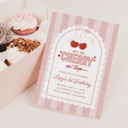 Invitation Cherry First Coquette Girls 1er anniversaire