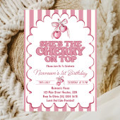 Invitation Cherry First Coquette Girls 1st Birthday 