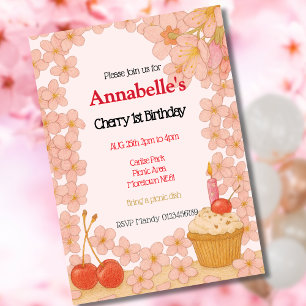 Invitation Cherry fisy anniversaire 1er Cerry berry thème Inv