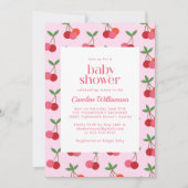Invitation Cherry Fruit Red Pink Cute Summer Baby Shower (Devant)