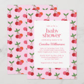 Invitation Cherry Fruit Red Pink Cute Summer Baby Shower (Devant / Derrière)