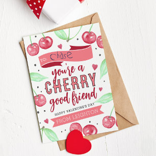 Invitation Cherry Good Friend Classroom Valentine's Day Card