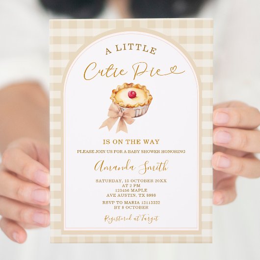Invitation Cherry Little Cutie Pie Pastel En vichy Baby showe