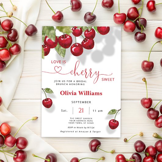 Invitation Cherry Love is Sweet Bridal Brunch Party