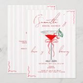 Invitation Cherry Martini rose cerise Fête des mariées rouge (Devant / Derrière)